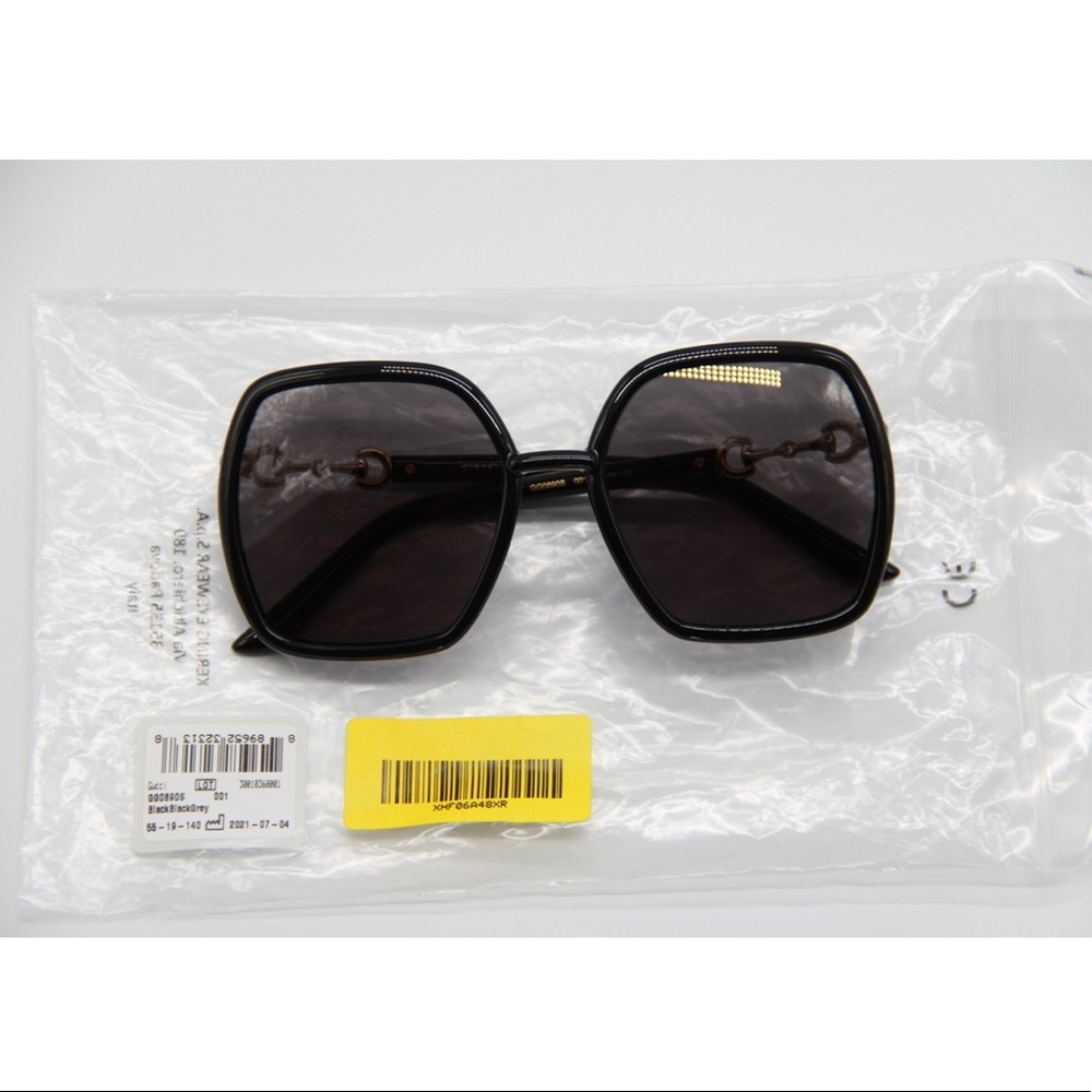 NEW GUCCI GG0890S 001 BLACK SQUARE GUCCI SUNGLASSES - Picture 12 of 13